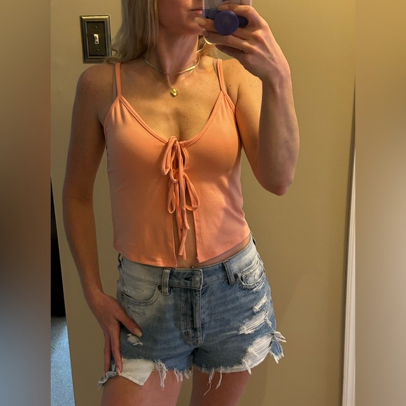 Forever 21 Tops - Forever 21 Coral Tie Front Top